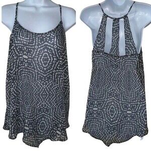 Maurice’s gray semi sheer abstract print cutout tank size medium
